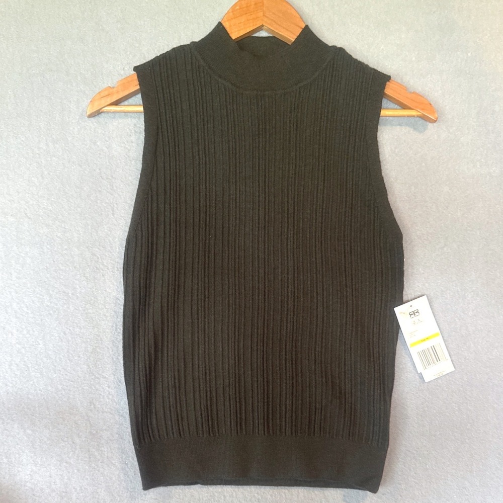 Robert Rodriguez Womens M Ribbed Mock Neck Sleeveless Green Sweater Top NWT $68